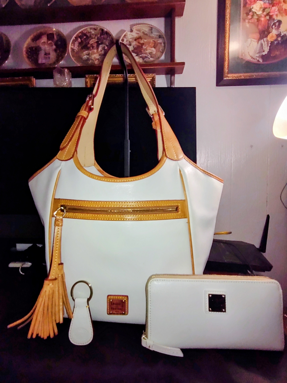 Dooney & Bourke Maddie Large Saffiano Leather Tote Bag Matching Wallet & Key Fob